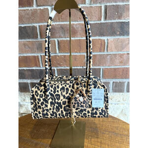 NWT J.Crew Factory Leopard Print Soft Faux Hair Feel - Bag with Bag Charm!!!
